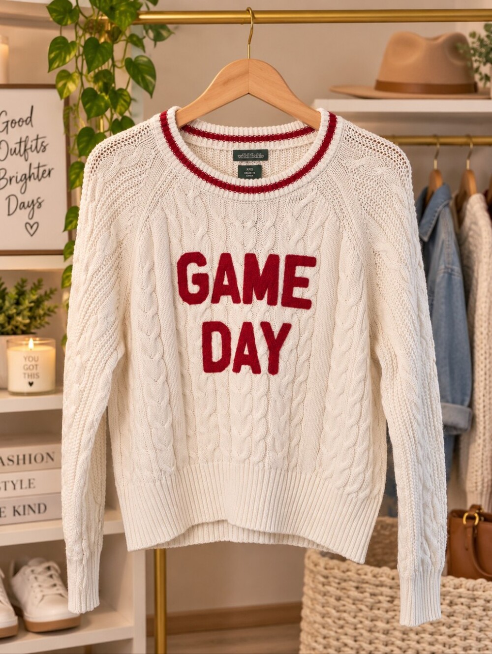 Wild Fable Game Day Cable Knit Sweater XXS NWT